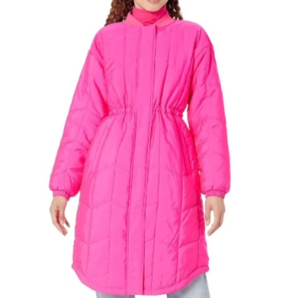 Amazon Essentials Women's Hot Pink Quilted Long Puffer Coat - Picture 2 of 2